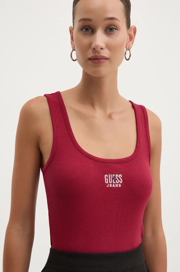 Guess Jeans Top Guess Jeans ženski, rdeča barva, W4BP43 KA0H1