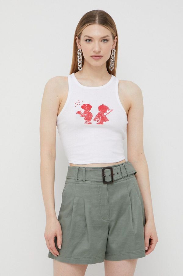 Guess Top Guess x Banksy ženski, bela barva