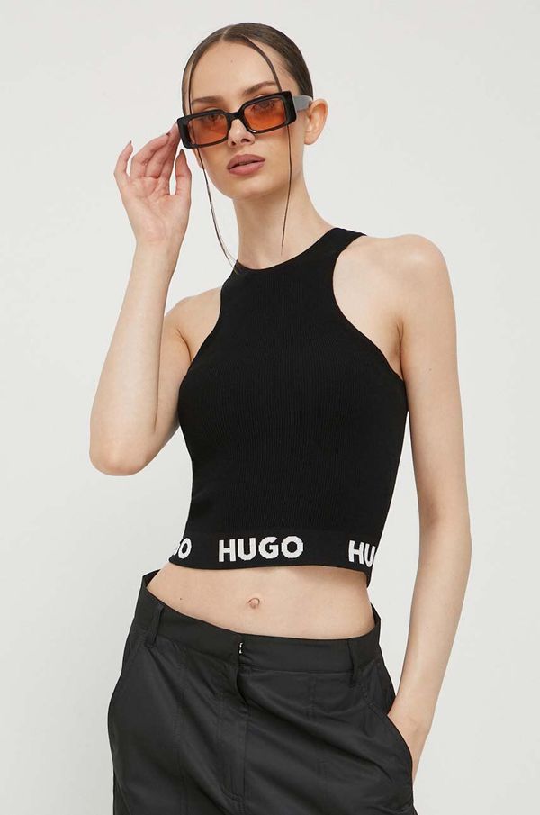 Hugo Top HUGO ženski, črna barva