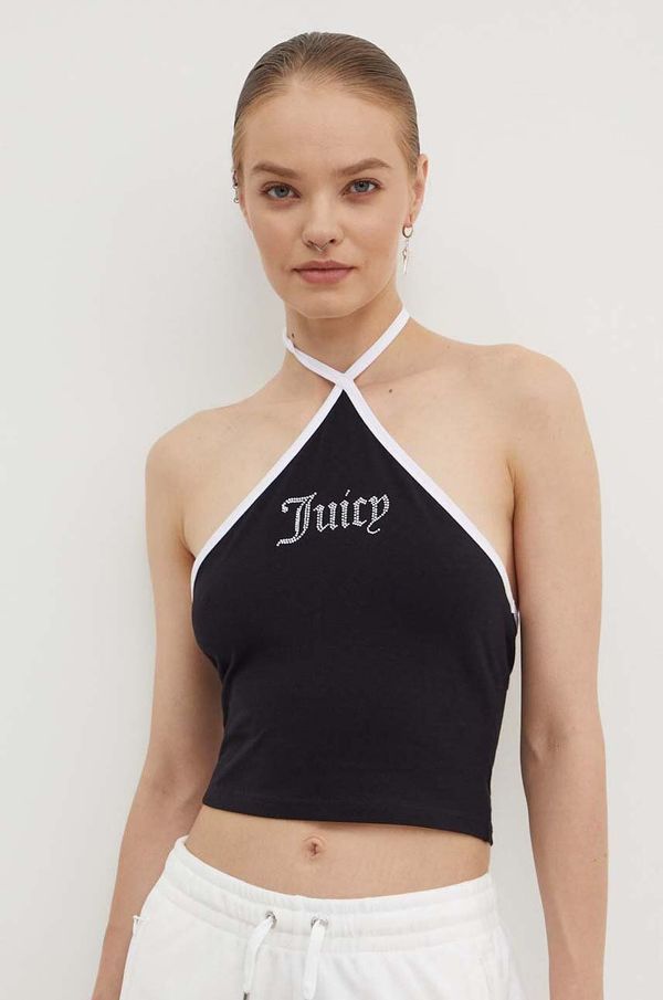 Juicy Couture Top Juicy Couture CONTRAST CROSS OVER HALTER TOP ženski, črna barva, JCWCT24304