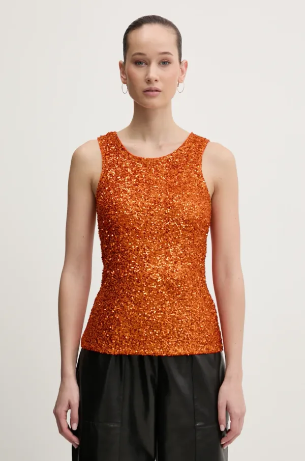 Never Fully Dressed Top Never Fully Dressed Rust Sequin oranžna barva, NFDTO1615