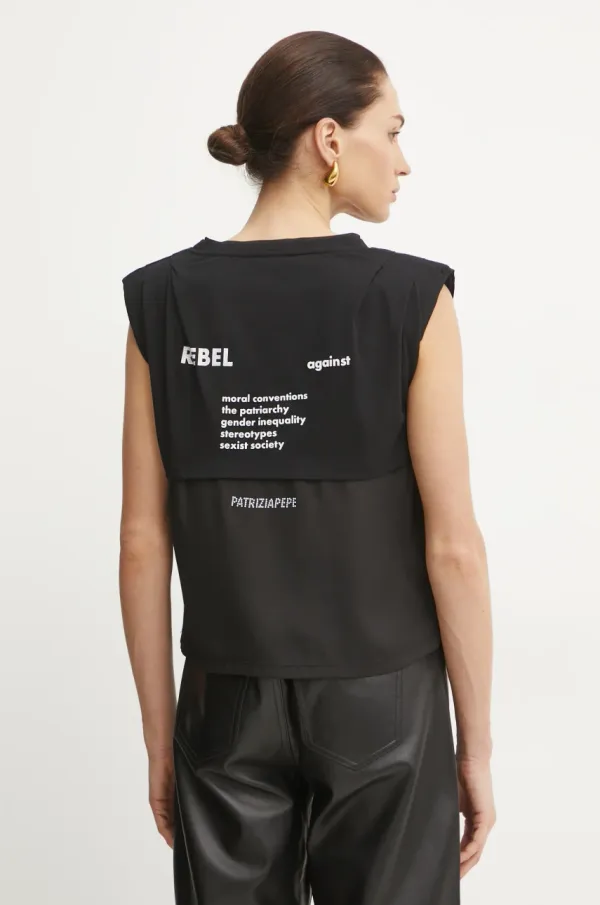 Patrizia Pepe Top Patrizia Pepe ženski, črna barva, 8M1685 J265