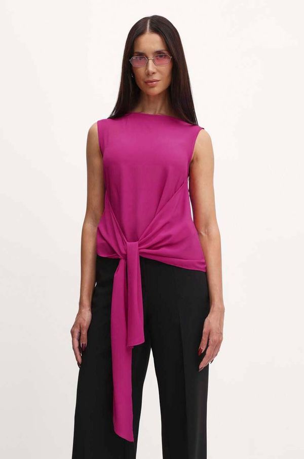 Weekend Max Mara Top s primesjo svile Weekend Max Mara roza barva