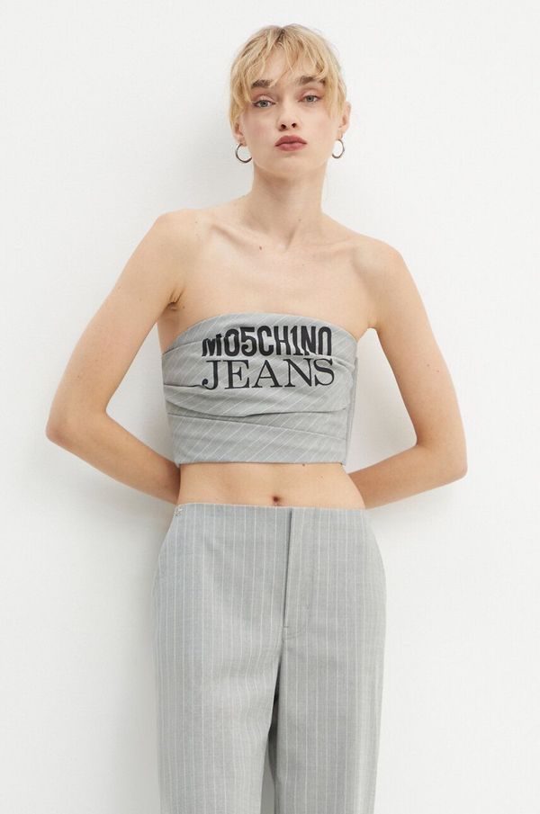 Moschino Jeans Top s primesjo volne Moschino Jeans siva barva, A0812 8725