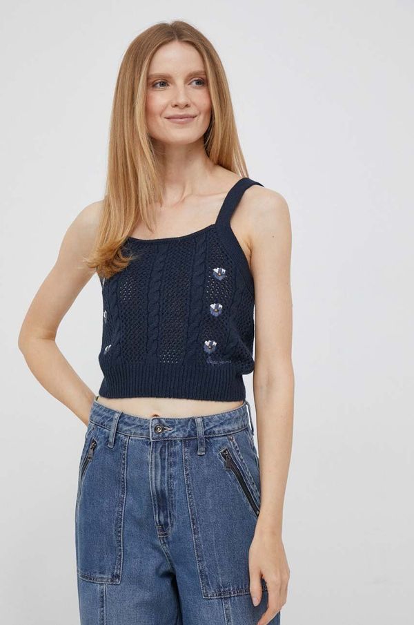 Pepe Jeans Top s primesjo volne Pepe Jeans Emalynn mornarsko modra barva