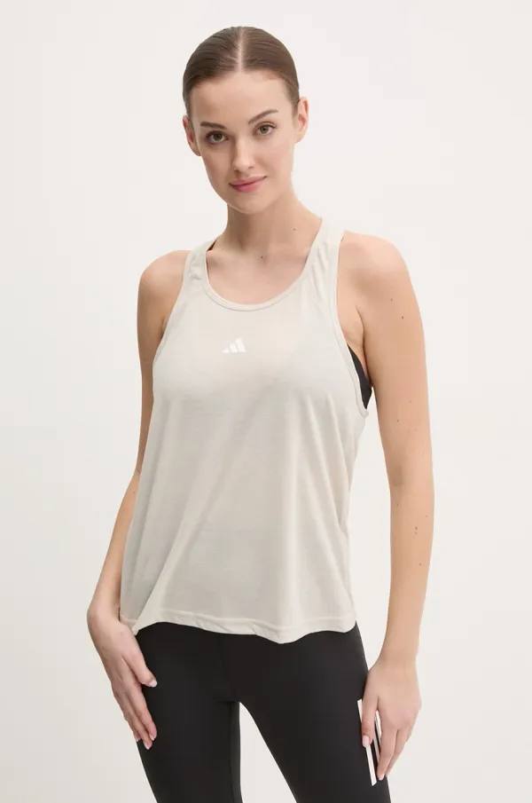 adidas Performance Top za vadbo adidas Performance Train Essentials bež barva, JC9521