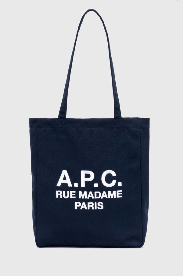 A.P.C. Torba A.P.C. tote lou rue madame mornarsko modra barva, PSAJS.M61937