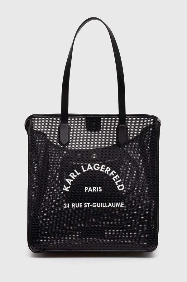 Karl Lagerfeld Torba za plažo Karl Lagerfeld črna barva, 245W4005