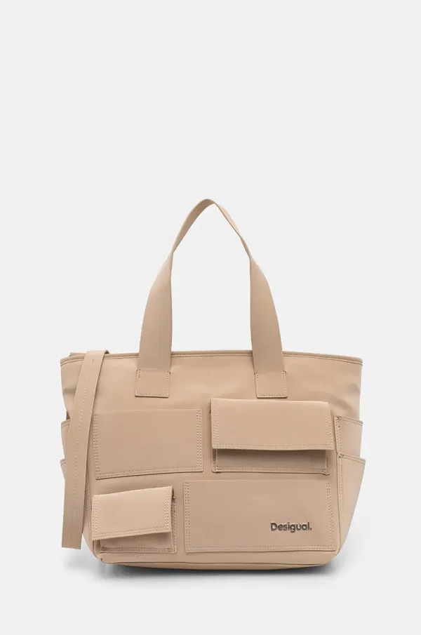 Desigual Torbica Desigual POCKET FACE PRAVIA bež barva, 24WAXPA6