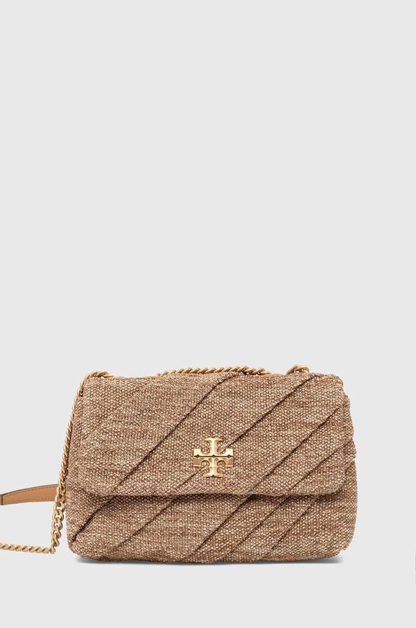 Tory Burch Torbica Tory Burch Kira Draped Raffia Small bež barva, 154828.211