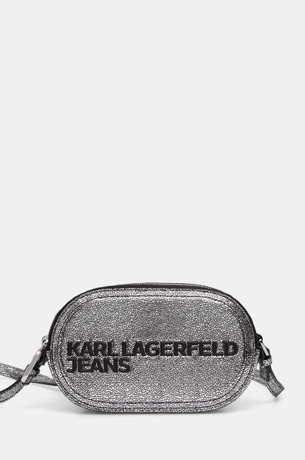 Karl Lagerfeld Jeans Torbica za okoli pasu Karl Lagerfeld Jeans srebrna barva, 246J3059