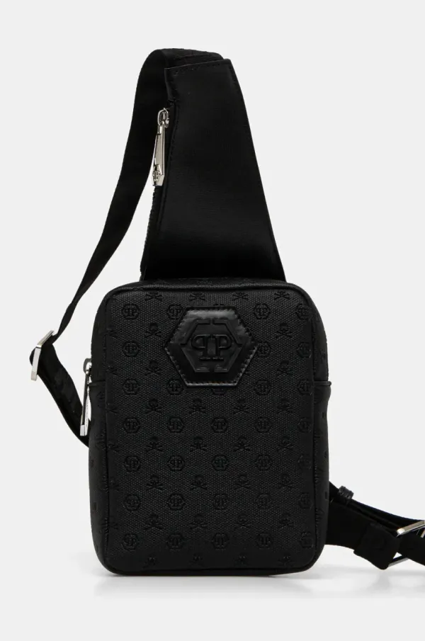 Philipp Plein Torbica za okoli pasu Philipp Plein črna barva, SAEA MBA1450 PTE120N