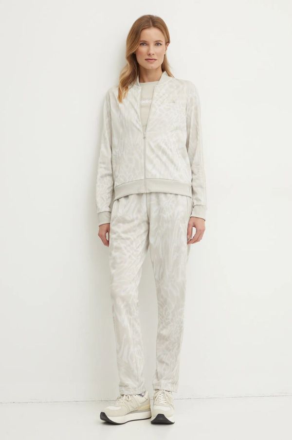 adidas Trenirka adidas 3-Stripes ženski, bež barva, JD2681