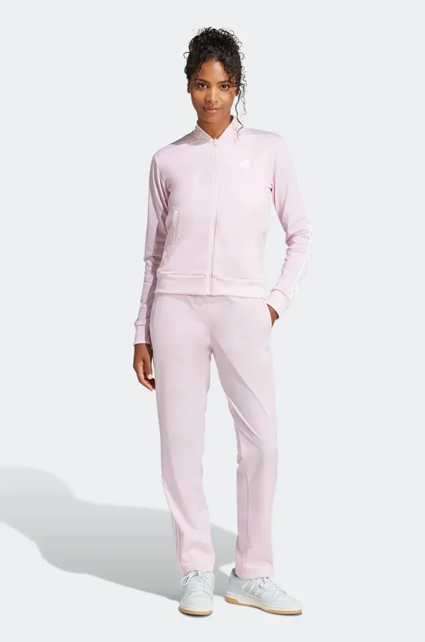 adidas Trenirka adidas 3-Stripes ženski, roza barva, JD5437