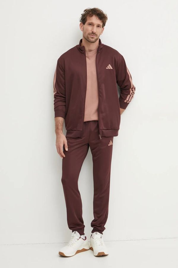 adidas Trenirka adidas 3S FT TT TS moški, bordo barva, JI8872