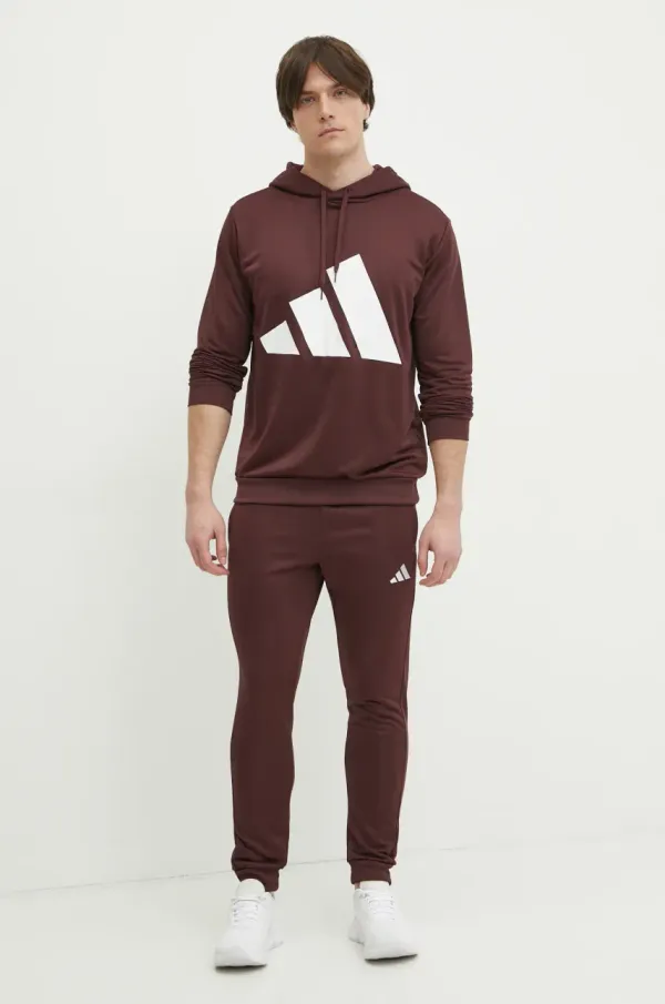 adidas Trenirka adidas BL FT HD TS moški, bordo barva, JI8867