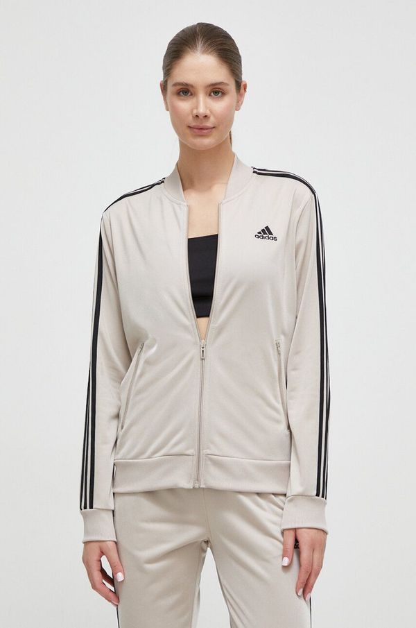 adidas Trenirka adidas ženski, bež barva