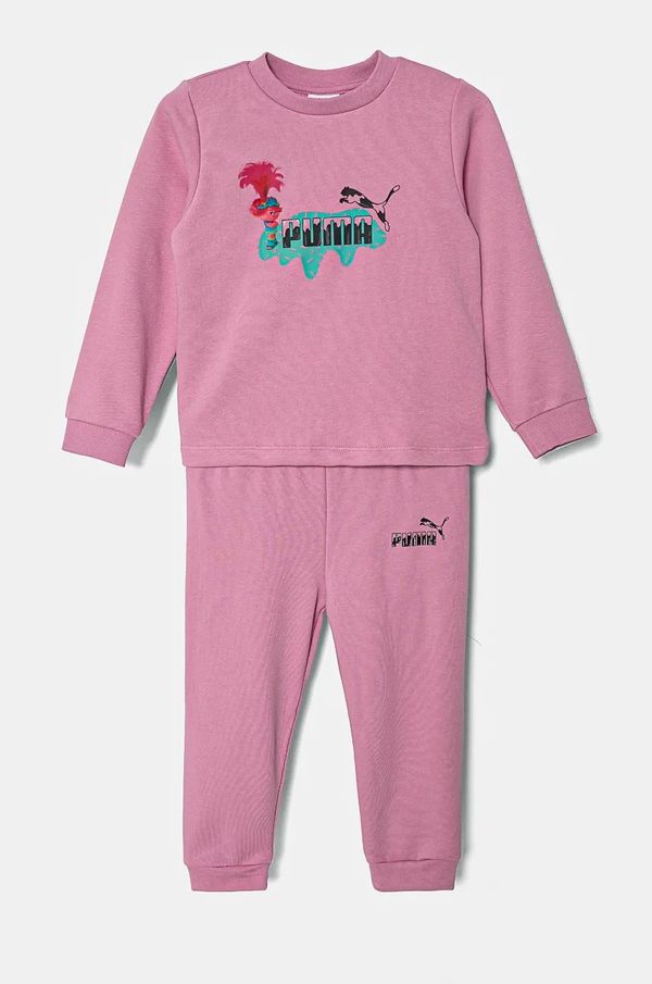 Puma Trenirka za dojenčka Puma X TROLLS Minicat Crew Jogger TR roza barva, 627382