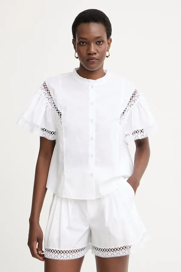 Twinset Twinset bluza z volančki ženska bombažna