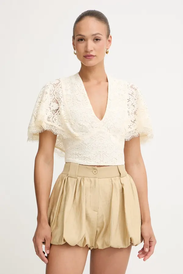 Twinset Twinset bluza z volančki ženska čipkasta
