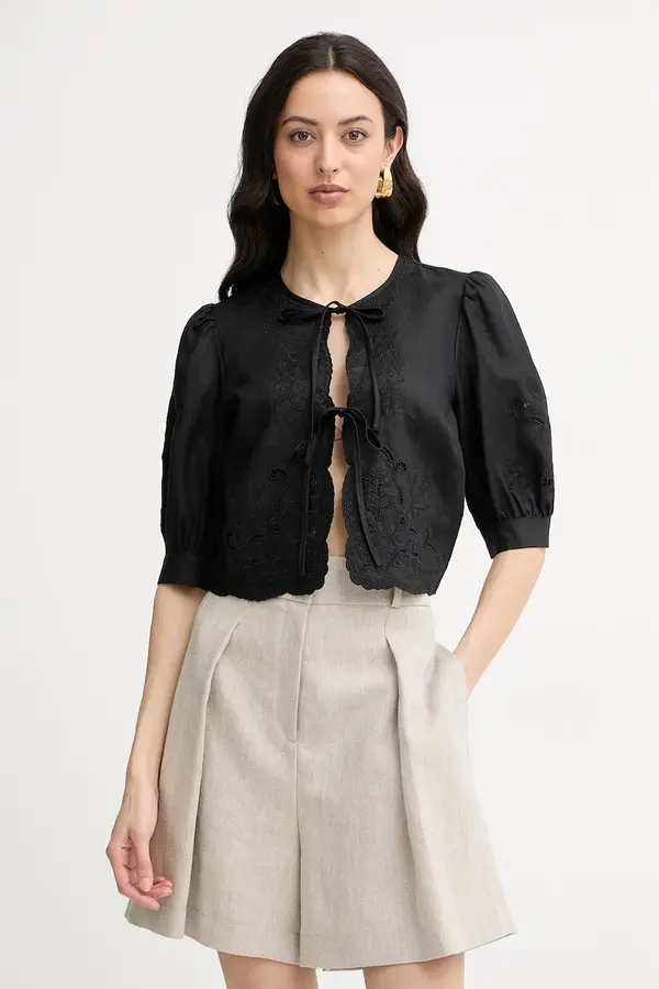 Twinset Twinset bluza ženska z lanom