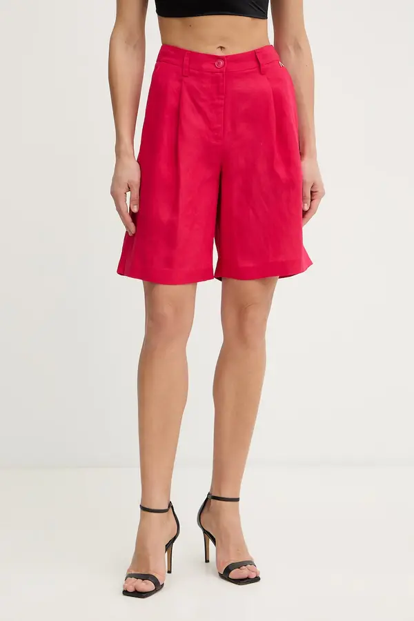 Twinset Twinset kratke hlače ženske z lanom