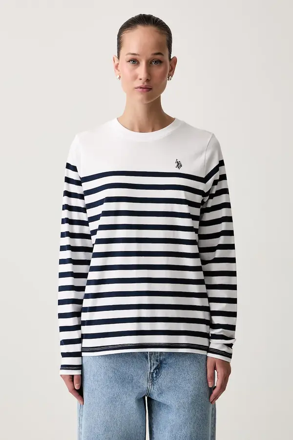 U.S. Polo Assn. U.S. Polo Assn. majica z dolgimi rokavi ženska bombažna Stripe LS