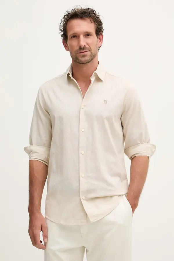 U.S. Polo Assn. U.S. Polo Assn. Moška Safari srajca z lanom LINEN BLEND LS