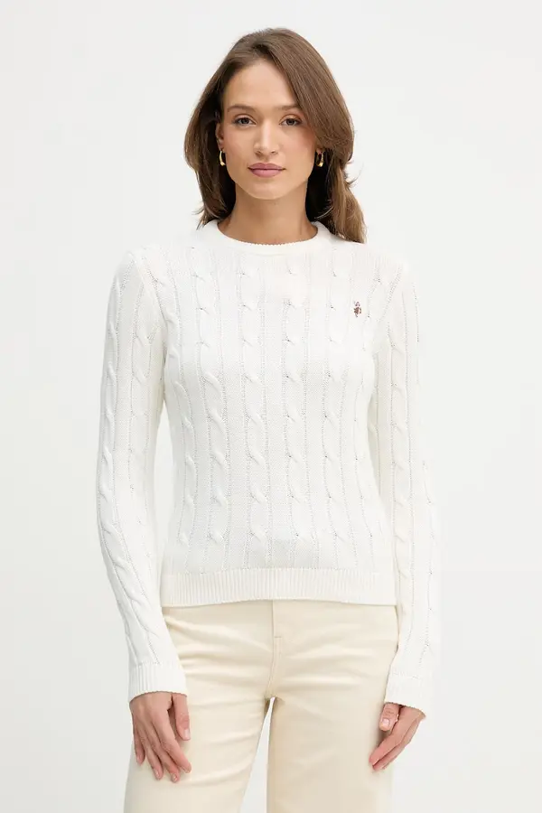 U.S. Polo Assn. U.S. Polo Assn. pulover ženski bombažen CREW NECK CABLE