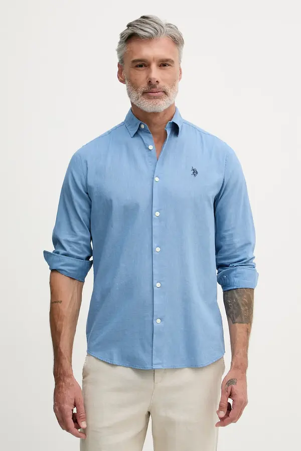 U.S. Polo Assn. U.S. Polo Assn. Srajca moška z bombažem LINEN BLEND LS
