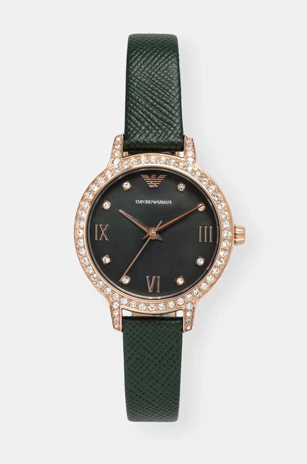 Emporio Armani Ura Emporio Armani ženska, zelena barva, AR11577