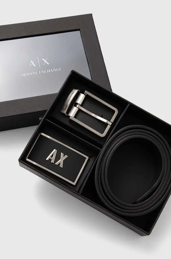 Armani Exchange Usnjen dvostranski pas Armani Exchange