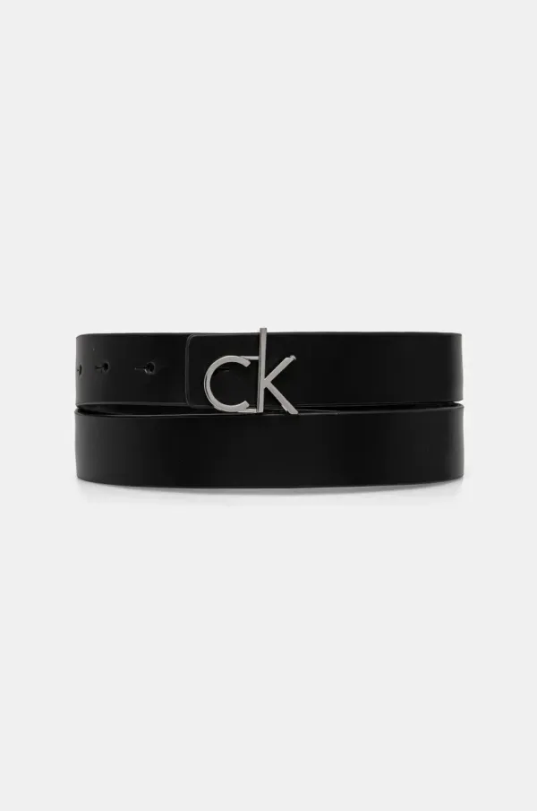 Calvin Klein Usnjen dvostranski pas Calvin Klein ženski, črna barva, K60K612934