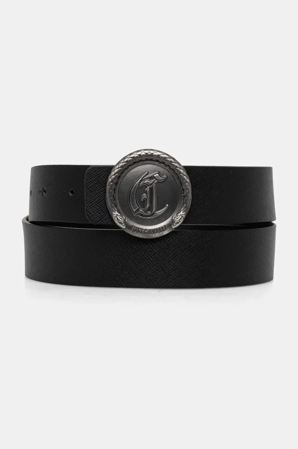 Just Cavalli Usnjen dvostranski pas Just Cavalli moški, črna barva, 78QA6F60 ZP300