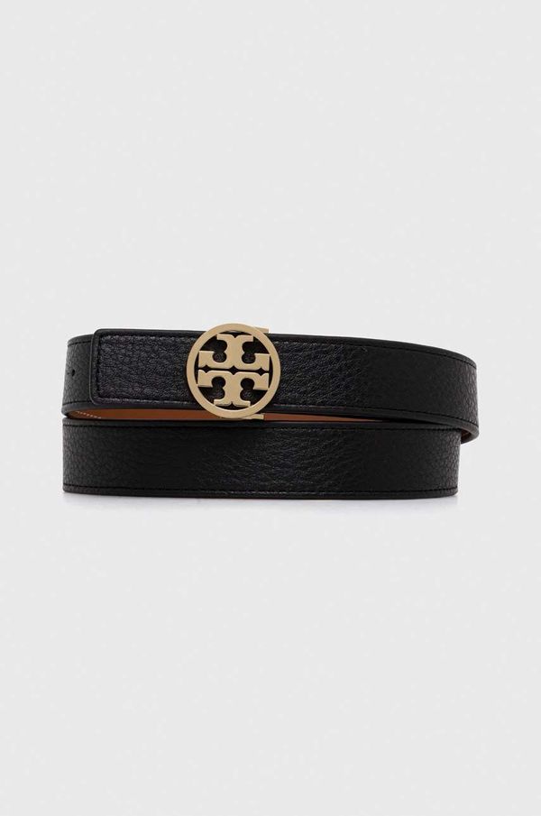 Tory Burch Usnjen dvostranski pas Tory Burch 1" Miller Reversible ženski, črna barva 138935.001