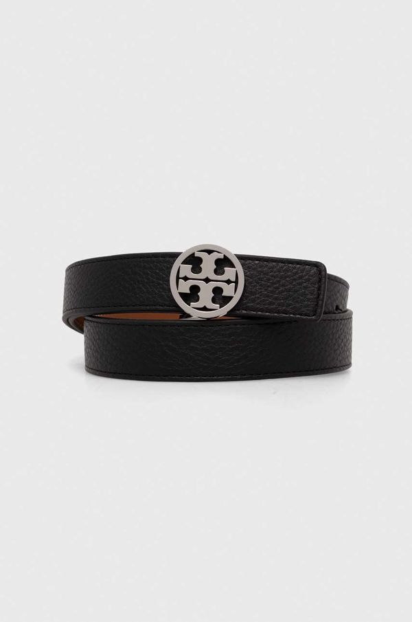 Tory Burch Usnjen dvostranski pas Tory Burch 1" Miller Reversible ženski, črna barva 138935.002