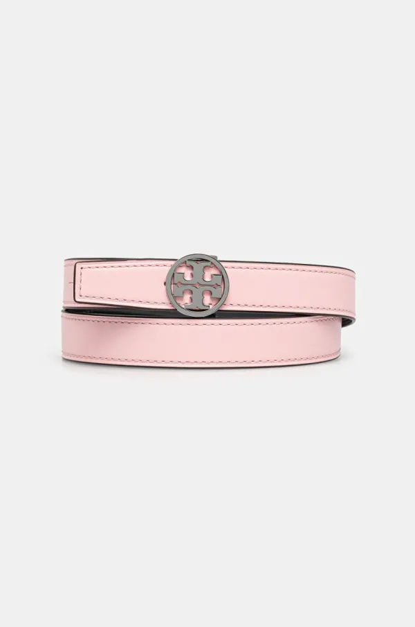 Tory Burch Usnjen dvostranski pas Tory Burch Miller Smooth Reversible ženski, roza barva, 159072-650