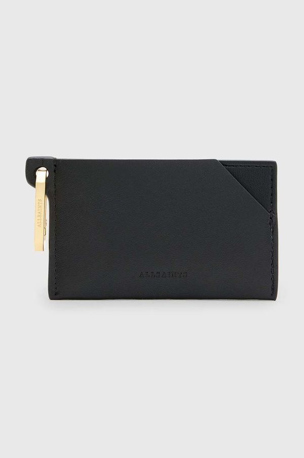 AllSaints Usnjen etui za kartice AllSaints HEX CARDHOLDER črna barva, W228XB