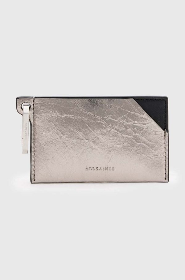 AllSaints Usnjen etui za kartice AllSaints HEX CARDHOLDER srebrna barva, W173XB