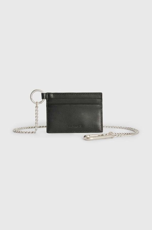 AllSaints Usnjen etui za kartice AllSaints MAKOTO CHAIN CARD HO črna barva, M169XB