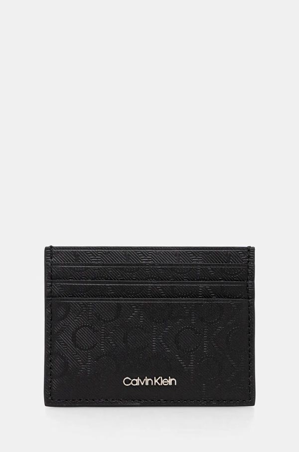 Calvin Klein Usnjen etui za kartice Calvin Klein črna barva, K50K512701