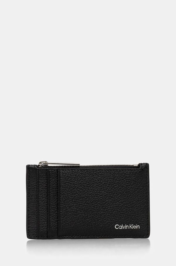 Calvin Klein Usnjen etui za kartice Calvin Klein črna barva, K50K512704