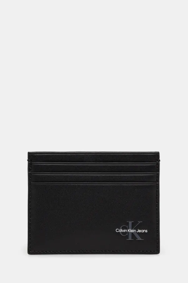 Calvin Klein Jeans Usnjen etui za kartice Calvin Klein Jeans črna barva, LV04G1029G