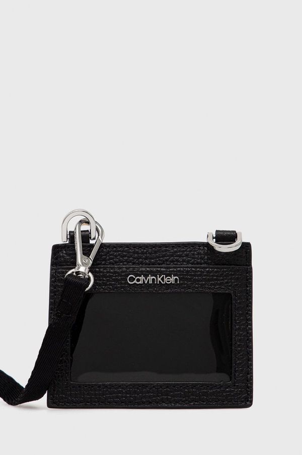 Calvin Klein Usnjen etui za kartice Calvin Klein moški, črna barva