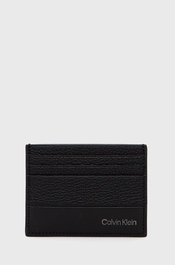 Calvin Klein Usnjen etui za kartice Calvin Klein moški, črna barva