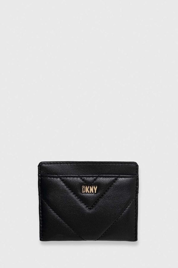 DKNY Usnjen etui za kartice Dkny črna barva