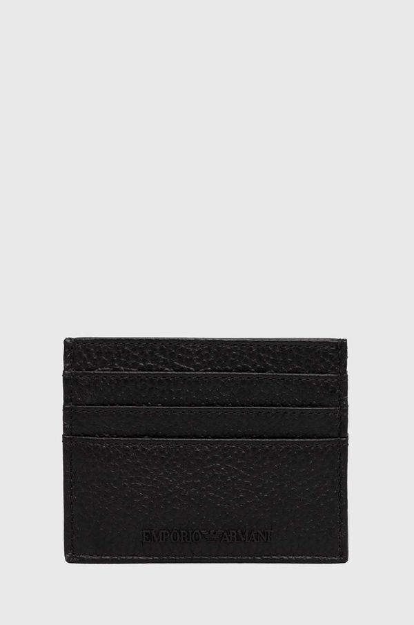 Emporio Armani Usnjen etui za kartice Emporio Armani črna barva