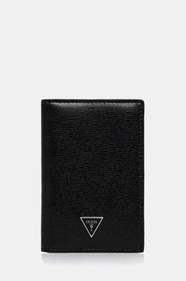 Guess Usnjen etui za kartice Guess MADRID črna barva, SMMTSL.LEA56