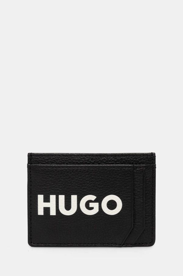 Hugo Usnjen etui za kartice HUGO črna barva, 50536071