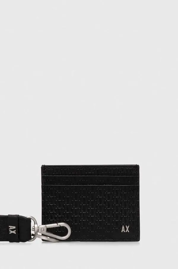 Armani Exchange Usnjen etui za kartice in obesek za ključe Armani Exchange